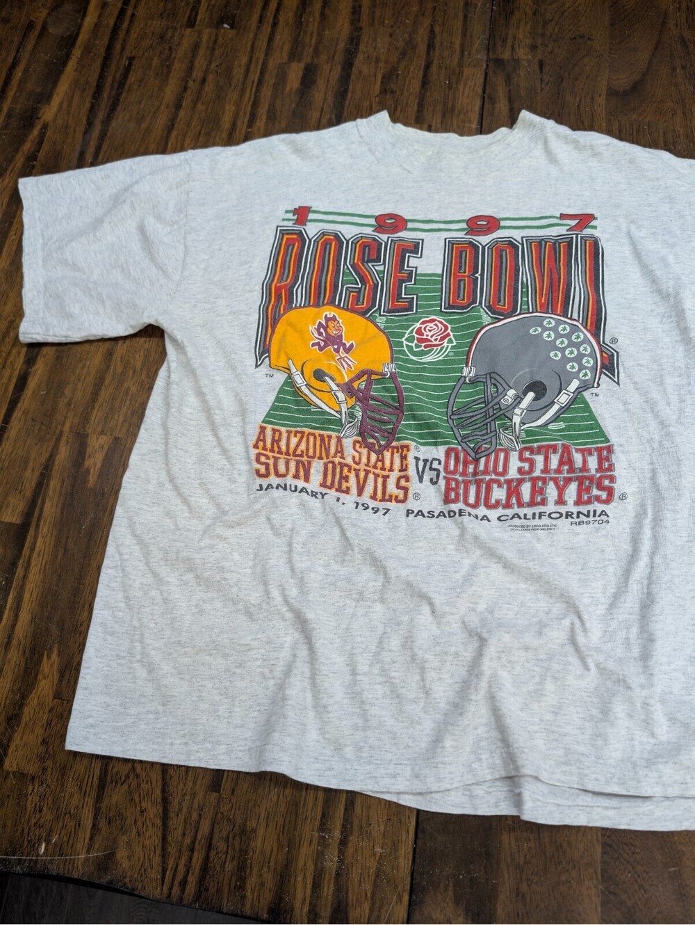 Rose Bowl Logo 7 T-Shirt XL Gray Buckeyes Sun Devils 97